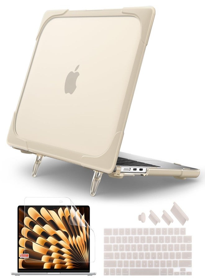 Batianda for M3 MacBook Air 15 inch Case 2024 A3114 A2941 (M2) 2023,Heavy Duty Shockproof Protective Hard Shell with Fold Kickstand & Keyboard Cover Screen Protector for Enhanced Durability, Khaki - Image 1