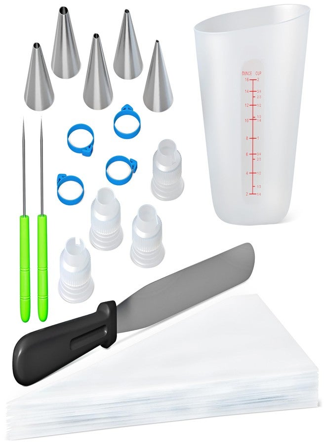 Bakerpan Royal Icing Tools Set, Royal Icing Cookie Supplies, Spatula, Piping Bags, Cup, Couplers, Bag Clamps, Piping Tips, Needle Scribes - Image 1