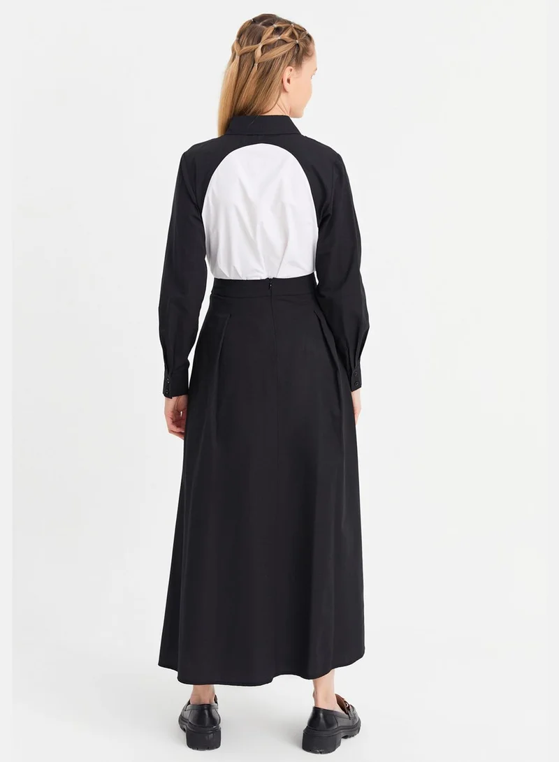 Xanzad Color Block Shirt & Tiered Skirt Set