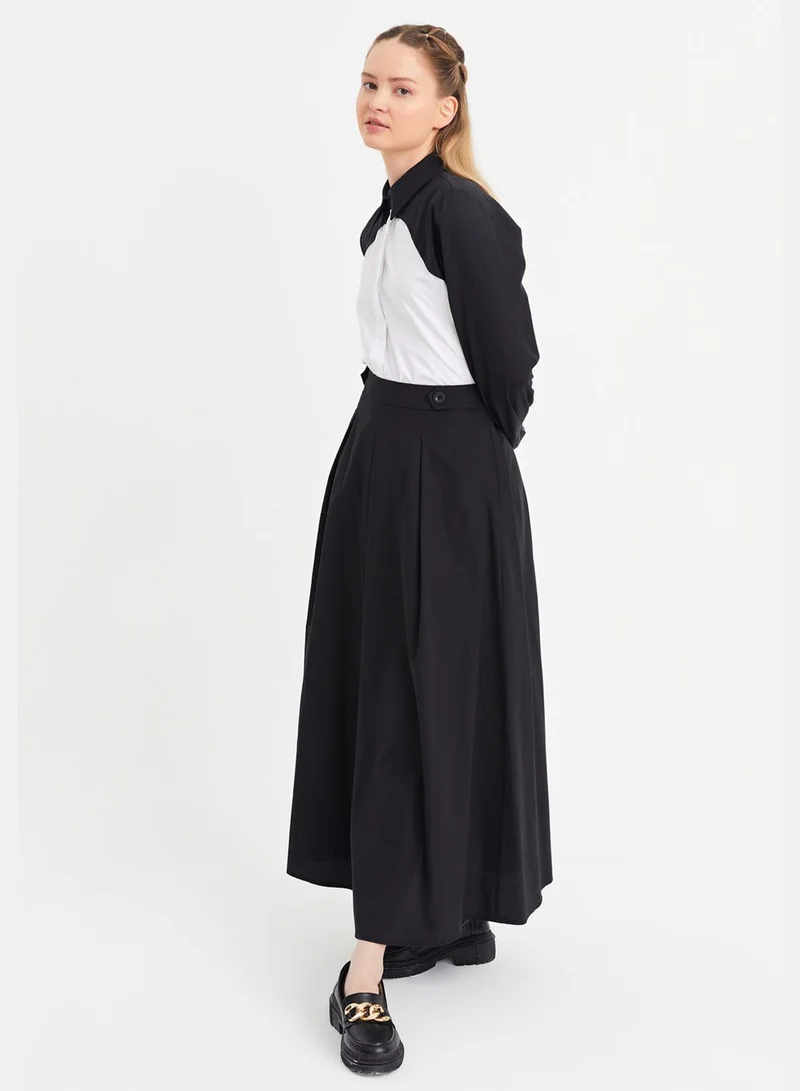 Xanzad Color Block Shirt & Tiered Skirt Set