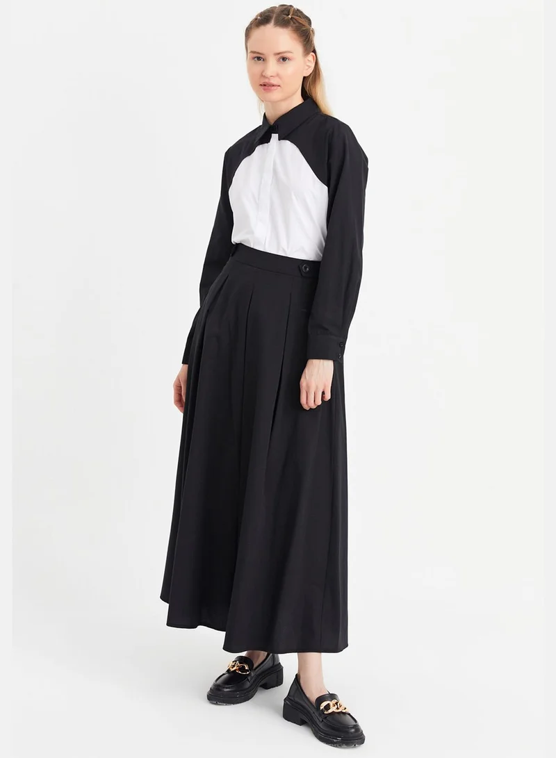 Xanzad Color Block Shirt & Tiered Skirt Set