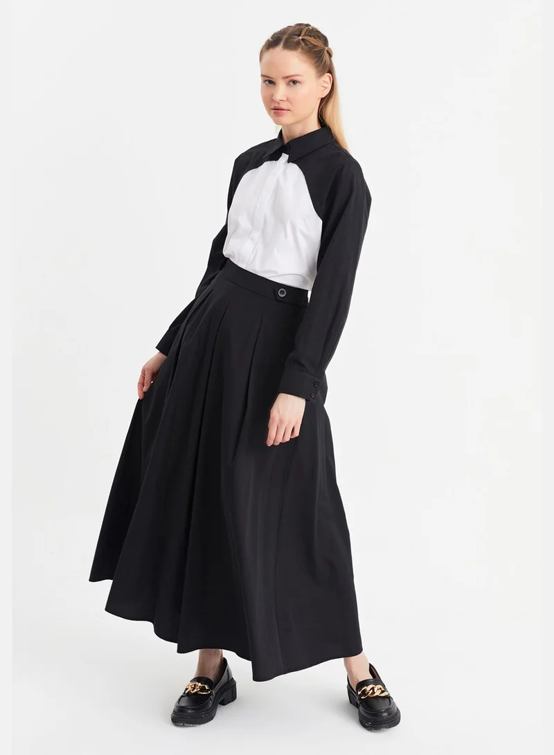 Xanzad Color Block Shirt & Tiered Skirt Set