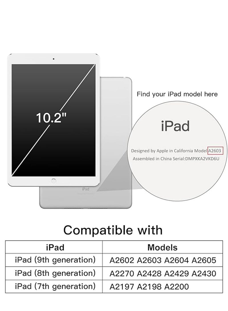 لياوسيسي غطاء دوار لجهاز كفر ايباد 7/8/9 (مقاس 10.2 بوصة ، طراز 2019/2020/2021 ، الجيل 7/8/9) مع غلاف خلفي شفاف شفاف مع حامل قلم رصاص ، غطاء تلقائي للنوم / الاستيقاظ أسود - Image 4