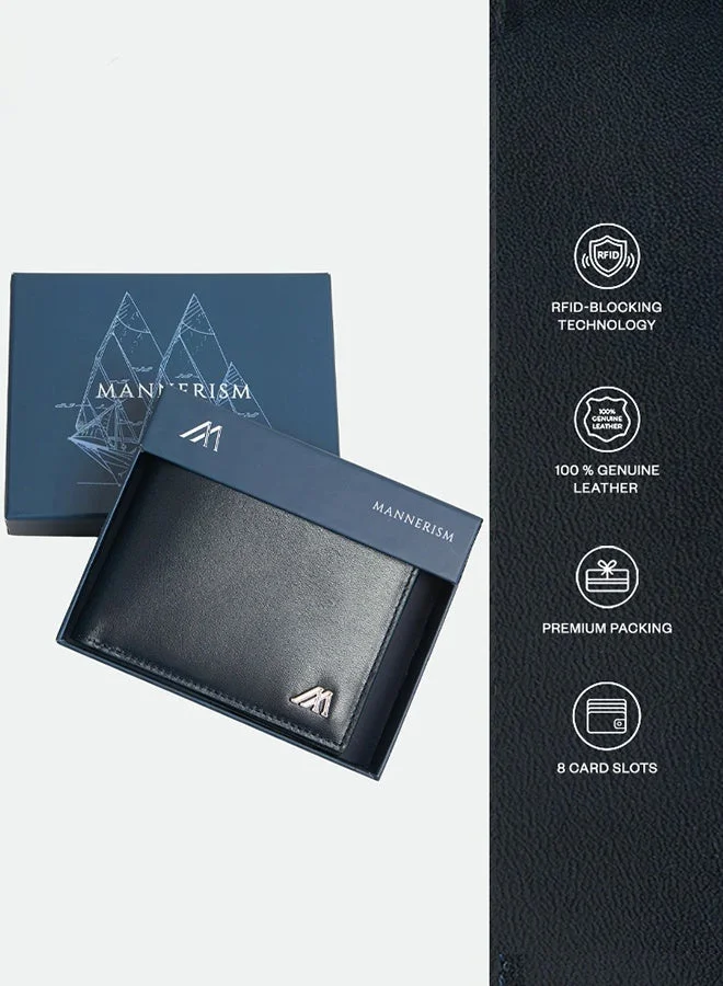 MANNERISM  The Stillwater Essential Leather Bifold Wallet – Navy for Men | Best Price UAE