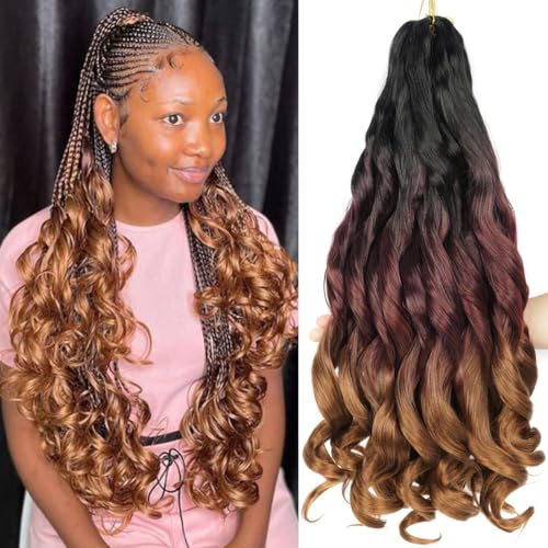 WIPPORYA French Curl Braiding Hair 24 inch 6 Packs Loose Wave Bouncy Braiding Hair Pre Stretched 100/pack Yaki Curly Crochet Hair for Black Women Hair Extensions(24 inch(pack of 6),1b/33/30) - Image 1