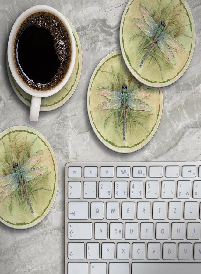 Counterart Thirstystone Dragonfly 4 Pack Absorbent Stone Coasters with Protective Cork Backing Manufactured in The USA Artistic Easily Wipes Clean - Image 4