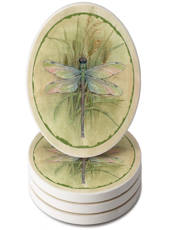 Counterart Thirstystone Dragonfly 4 Pack Absorbent Stone Coasters with Protective Cork Backing Manufactured in The USA Artistic Easily Wipes Clean - Image 1