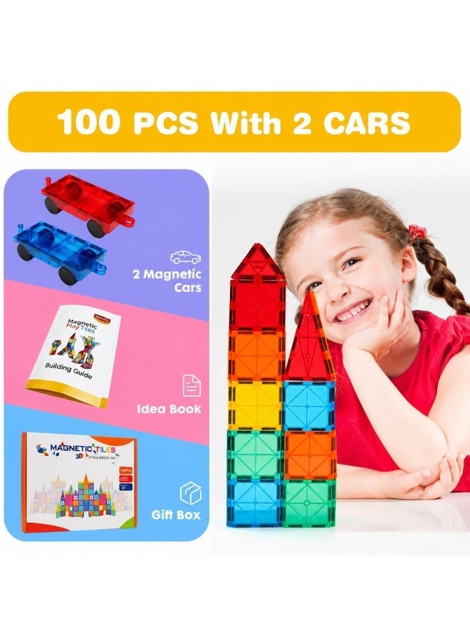 Mumfactory Magnetic Blocks Tiles 100 PCS – STEM Educational Toys for Kids - Image 5
