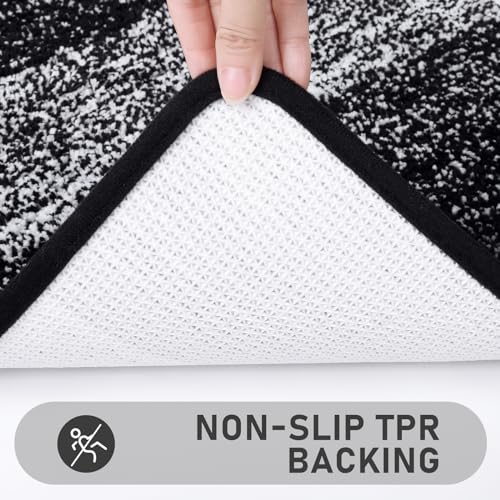 Bsmathom Bath Rug Set 4 Piece with Toilet Lid Cover and Rug Set, Non Slip Bath Mats Soft Shaggy Absorbent Bathroom Mat with U-Shaped Toilet Mat for Bathroom Tub and Shower, Black - Image 4