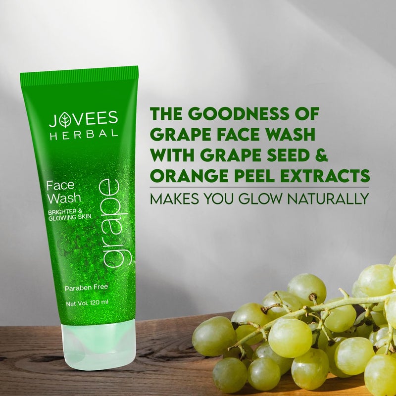 Jovees Herbal Grape Face Wash With Grape Seed  Orange Peel Extracts  For Brighter  Glowing Skin  Reduces Uneven Skin Tone  Fine Lines  For Men  Women 50 ml - Image 4