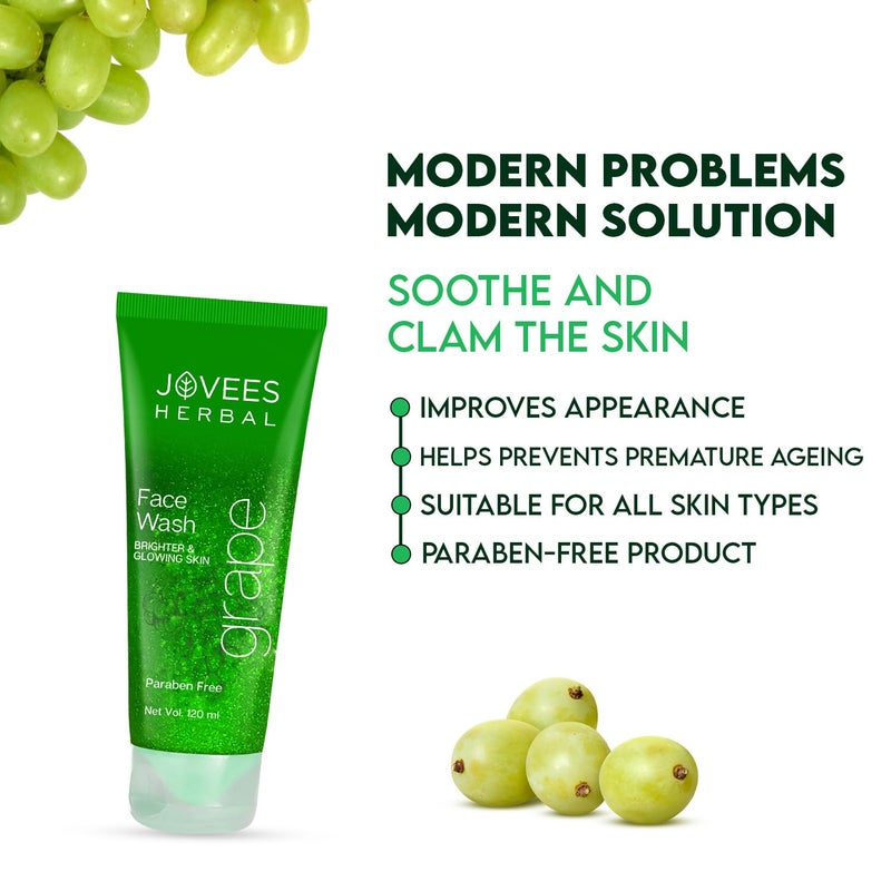 Jovees Herbal Grape Face Wash With Grape Seed  Orange Peel Extracts  For Brighter  Glowing Skin  Reduces Uneven Skin Tone  Fine Lines  For Men  Women 50 ml - Image 5