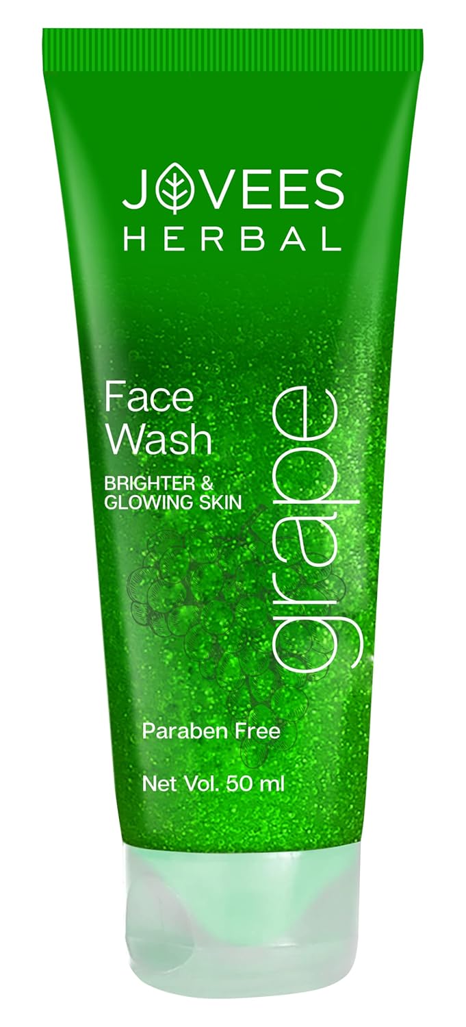 Jovees Herbal Grape Face Wash With Grape Seed  Orange Peel Extracts  For Brighter  Glowing Skin  Reduces Uneven Skin Tone  Fine Lines  For Men  Women 50 ml - Image 1