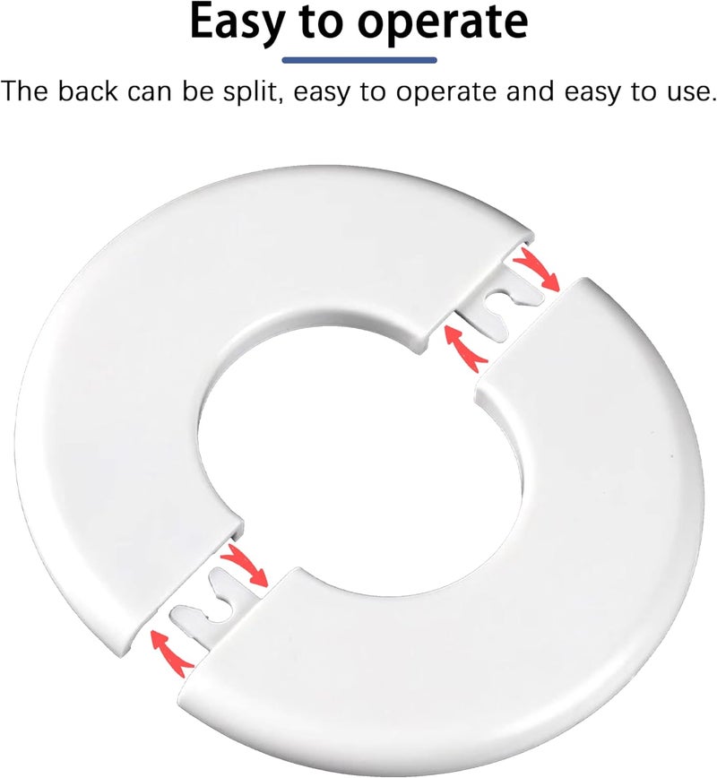 INDPROD Wall Split Flange 1 Pc, ABS Self-Adhesive tape Round Escutcheon Plate Cover, Design for 0.39"/10mm Diameter Pipe, Water Pipe Decoration Escutcheon Plate, Wall Hole Decoration Cover, White - Image 4