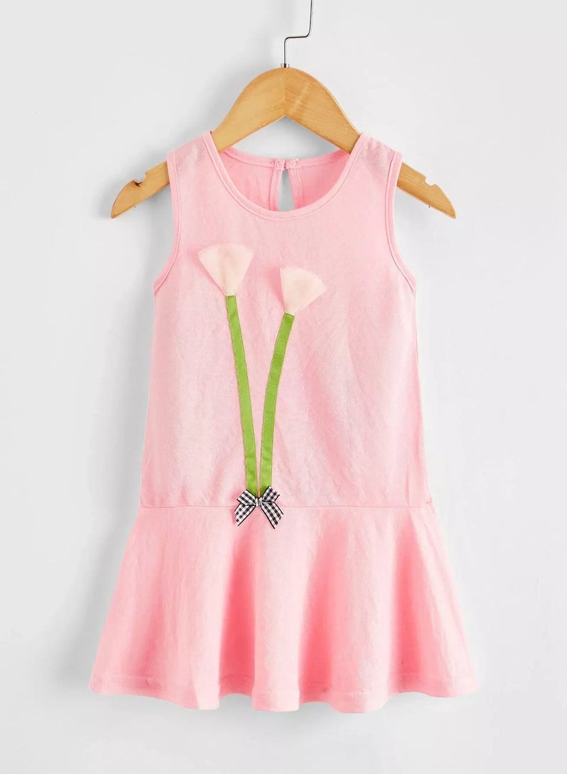 Toddler Girls Bow Front Ruffle Hem Tank Top - Image 1