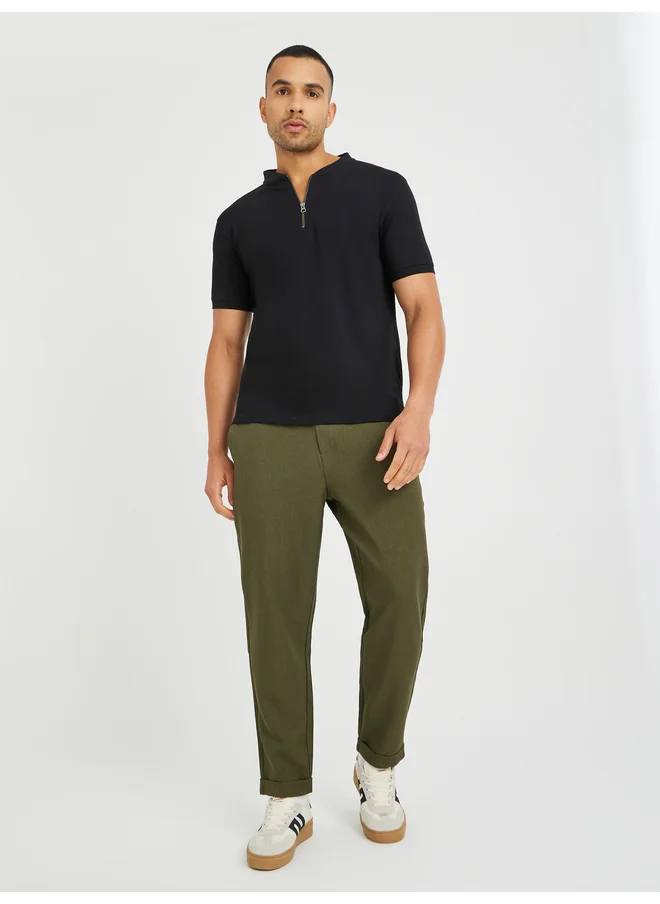 Styli Styli Half Zipped Regular Fit Polo T-Shirt