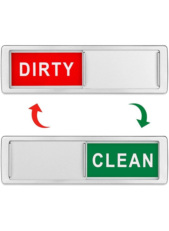Dishwasher Magnet Clean Dirty Sign Non-Scratching Strong Magnet or 3M Adhesive Options Indicator Tells Whether Dishes Are Clean or Dirty (Silver) - Image 1