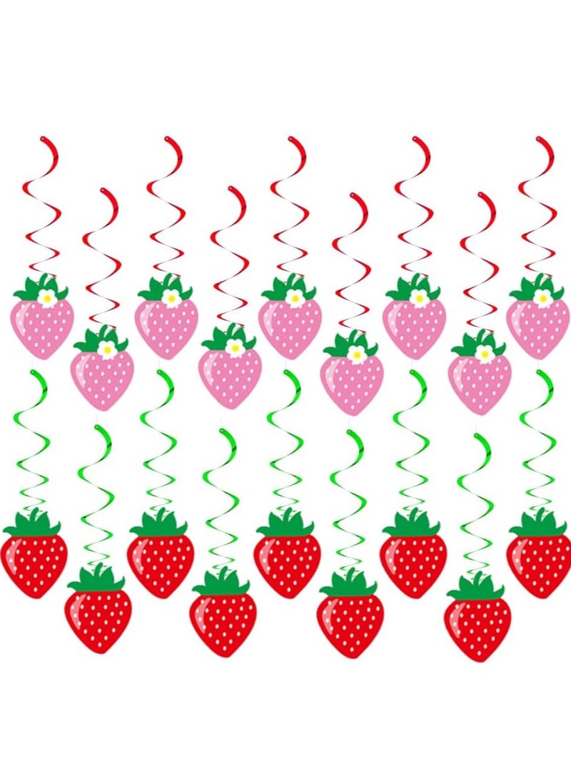 36PCS Strawberry Party Decorations 1st Birthday Party Berry First Birthday Decor Hanging Swirl Strawberry Banner for Strawberry Party Decorations Baby Shower Party Supplies - Image 4