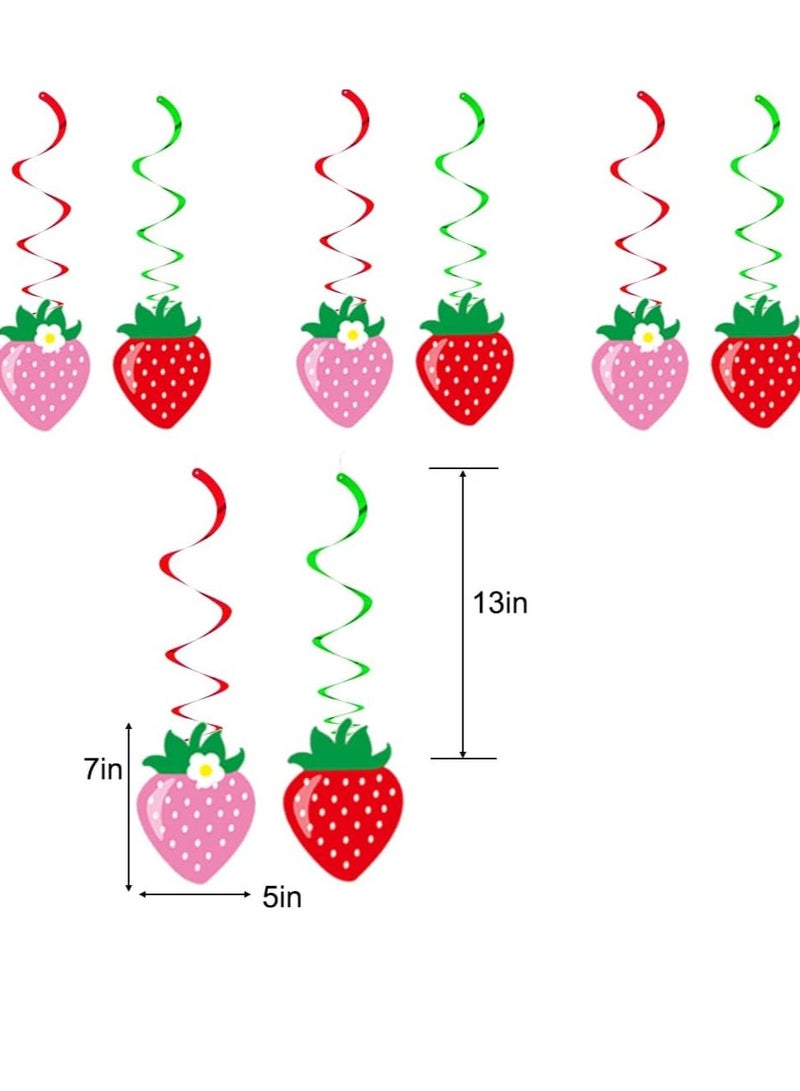36PCS Strawberry Party Decorations 1st Birthday Party Berry First Birthday Decor Hanging Swirl Strawberry Banner for Strawberry Party Decorations Baby Shower Party Supplies - Image 3