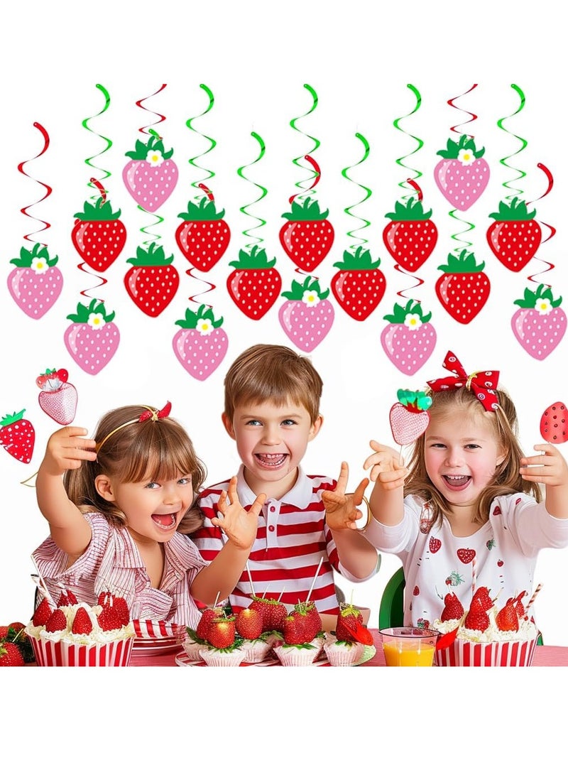 36PCS Strawberry Party Decorations 1st Birthday Party Berry First Birthday Decor Hanging Swirl Strawberry Banner for Strawberry Party Decorations Baby Shower Party Supplies - Image 5