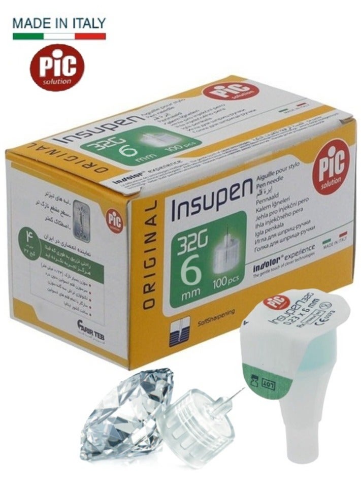 بيك سولوشن إبر أنسولين أصلية أنسوبين أوريجينال 32 جرام 6 ملم من بيك سوليوشن، 100 قطعة - Image 1