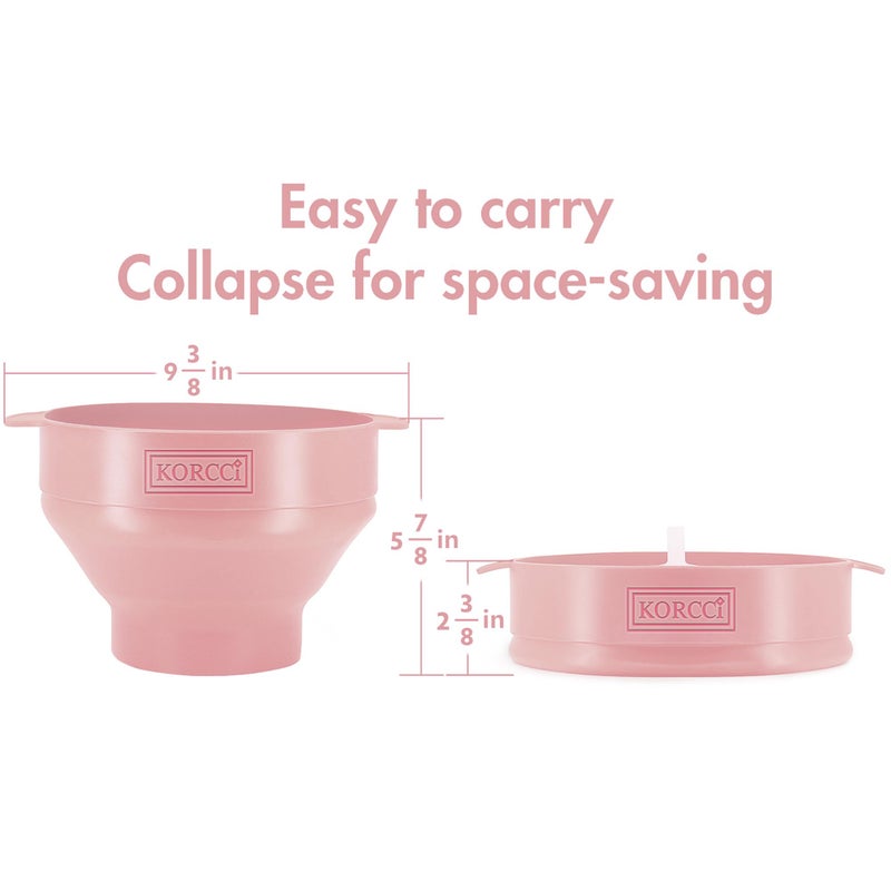 KORCCI The Original Korcci Microwaveable Silicone Popcorn Popper, Microwave Popcorn Popper, Collapsible Microwave Popcorn Maker Bowl, No Oil Required, Use In Microwave, Dishwasher Safe (Pink) - Image 3