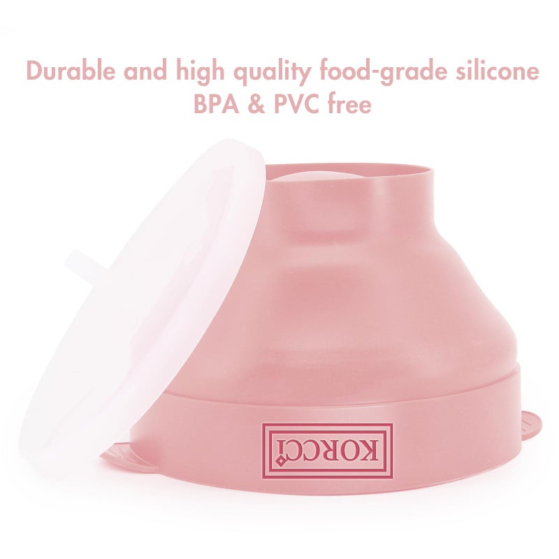 KORCCI The Original Korcci Microwaveable Silicone Popcorn Popper, Microwave Popcorn Popper, Collapsible Microwave Popcorn Maker Bowl, No Oil Required, Use In Microwave, Dishwasher Safe (Pink) - Image 2