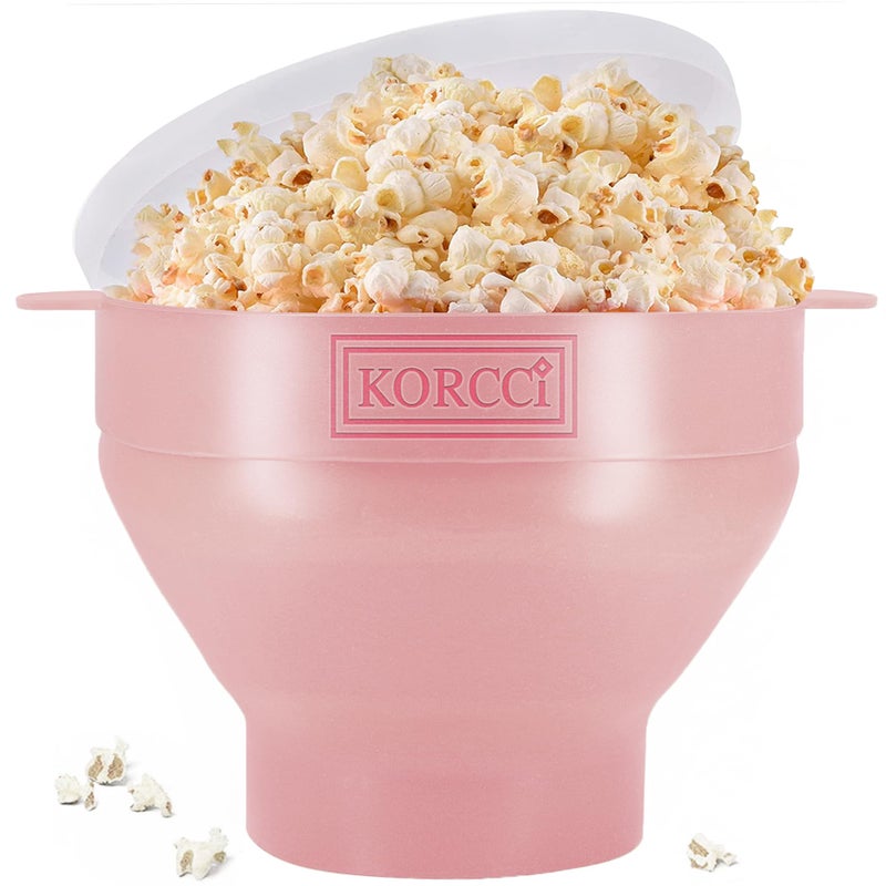 KORCCI The Original Korcci Microwaveable Silicone Popcorn Popper, Microwave Popcorn Popper, Collapsible Microwave Popcorn Maker Bowl, No Oil Required, Use In Microwave, Dishwasher Safe (Pink) - Image 1
