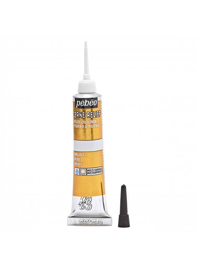 Pebeo Vitrail, Cerne Relief Dimensional Paint, 20 ml Tube with Nozzle - King Gold - Image 2