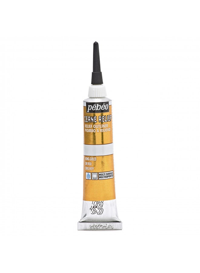 Pebeo Vitrail, Cerne Relief Dimensional Paint, 20 ml Tube with Nozzle - King Gold - Image 1