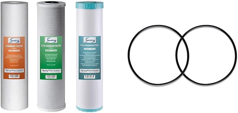 iSpring iSpring F3WGB32BM 45 x 20 3Stage Whole House Water Filter Set Replacement Pack with Sediment CTO  ORBX2 Replacement ORing for Whole House Water Filtration Systems Pack of 2 Black 2 Piece  - Image 1