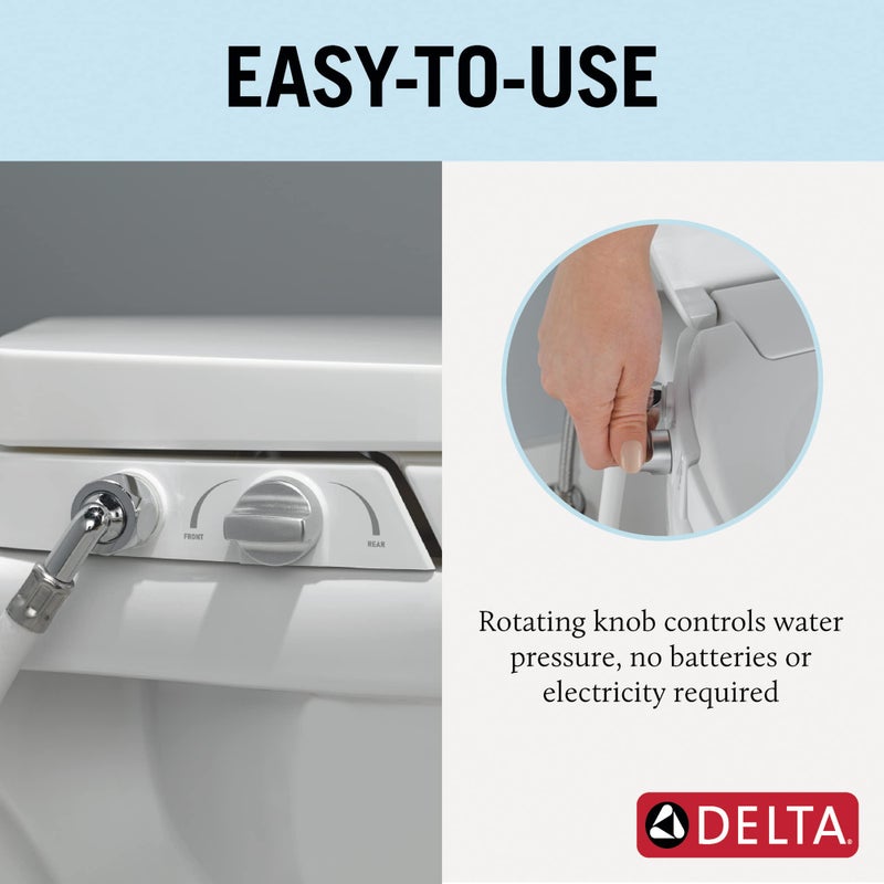 Delta 833004 Elongated Soft Close Bidet Seat with Manual Control Self-Cleaning Wand - White - Image 3