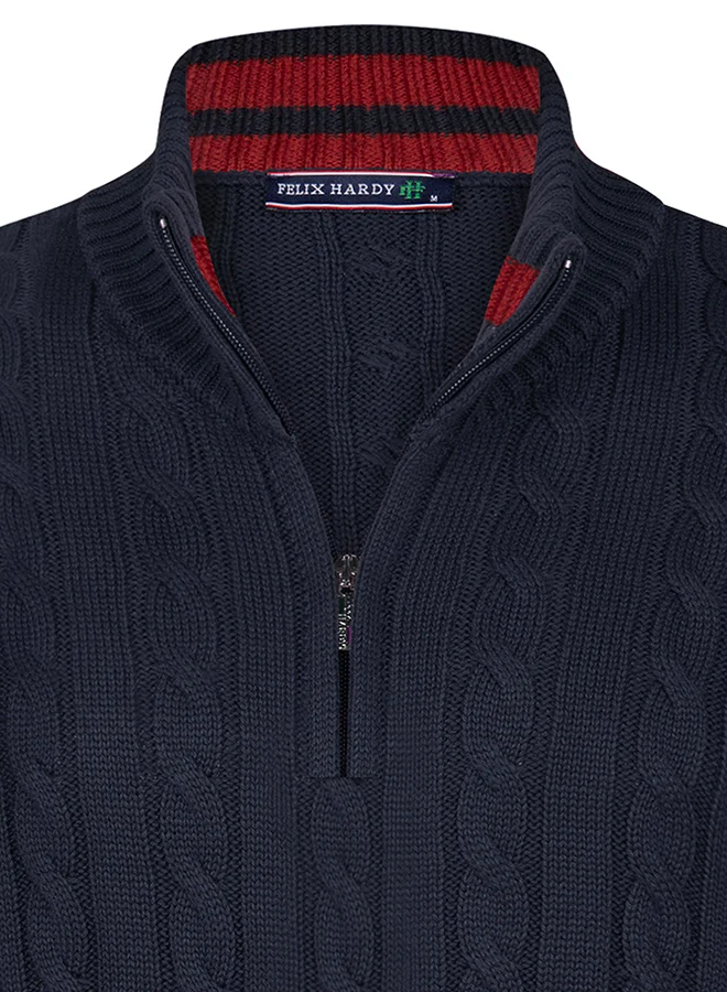 FELIX HARDY Cable Knit Half Zipper Pullover