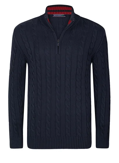 FELIX HARDY Cable Knit Half Zipper Pullover