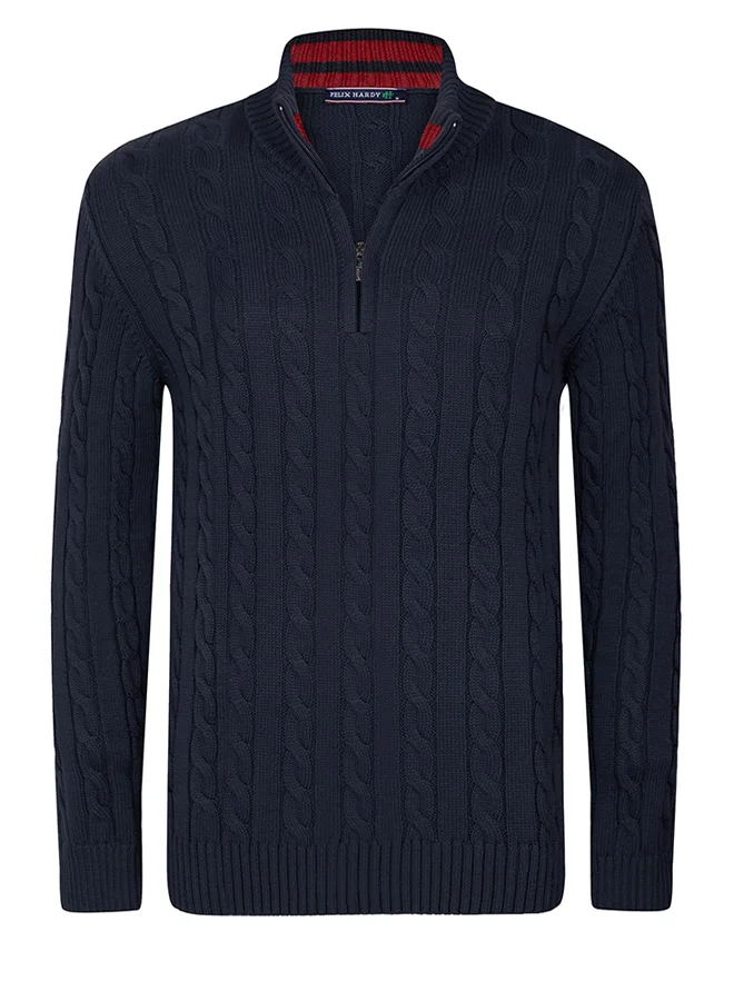 FELIX HARDY Cable Knit Half Zipper Pullover