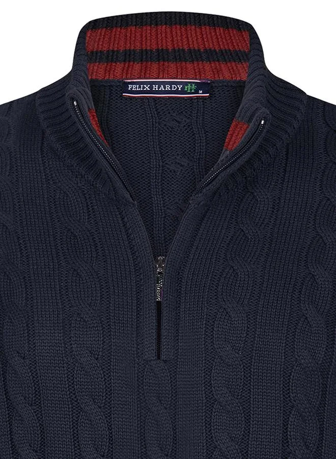 FELIX HARDY Cable Knit Half Zipper Pullover