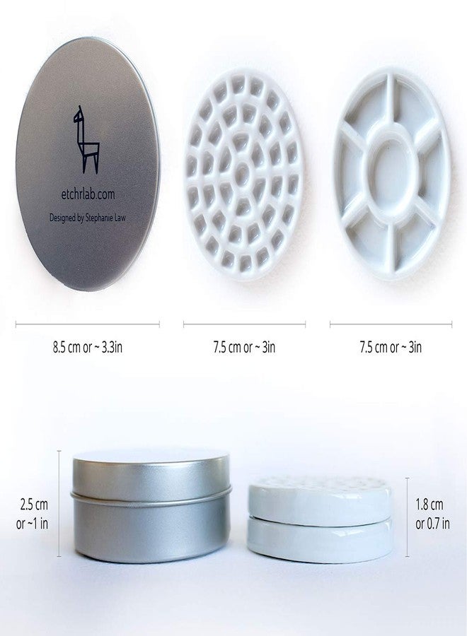 Etchr Mini Palette 37 Wells - Built for Watercolor Acrylic Oil and Gouache Paint - Professional Porcelain Paint Wells and Mixing Palette and Airtight Metal Tin - Perfect Travel Palette - Image 4