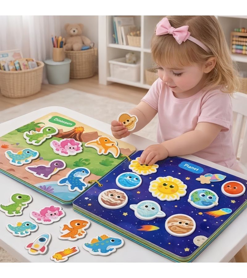 Kids Sticker Activity Book Transportation Theme Pastable Pages Color Coded Learning Hand Eye Coordination Cognitive Development Early Learning Matching Sticker Book DWJT-02 - Image 2