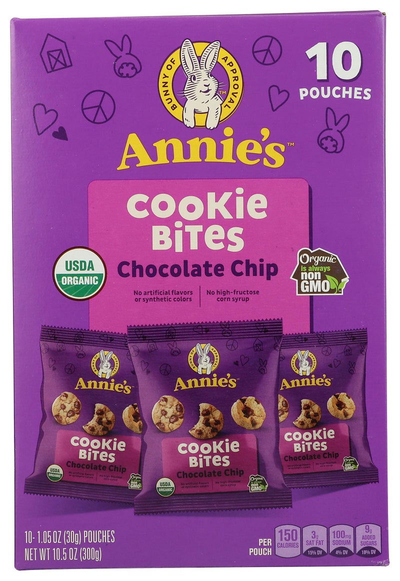 Annie's Organic Chocolate Chip Cookie Bites, 10 Pouches, 10.5 oz - Image 1