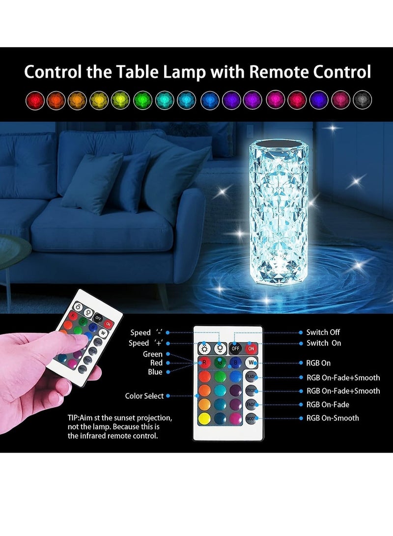 ELTRAZONE Crystal Light Lamp Color Changing Lamps Table Lamp with Touch & Remote Control Diamond LED Night Light Rechargeable Rose Romantic Date Lighting Decor for Festival Home Restaurant - Image 3