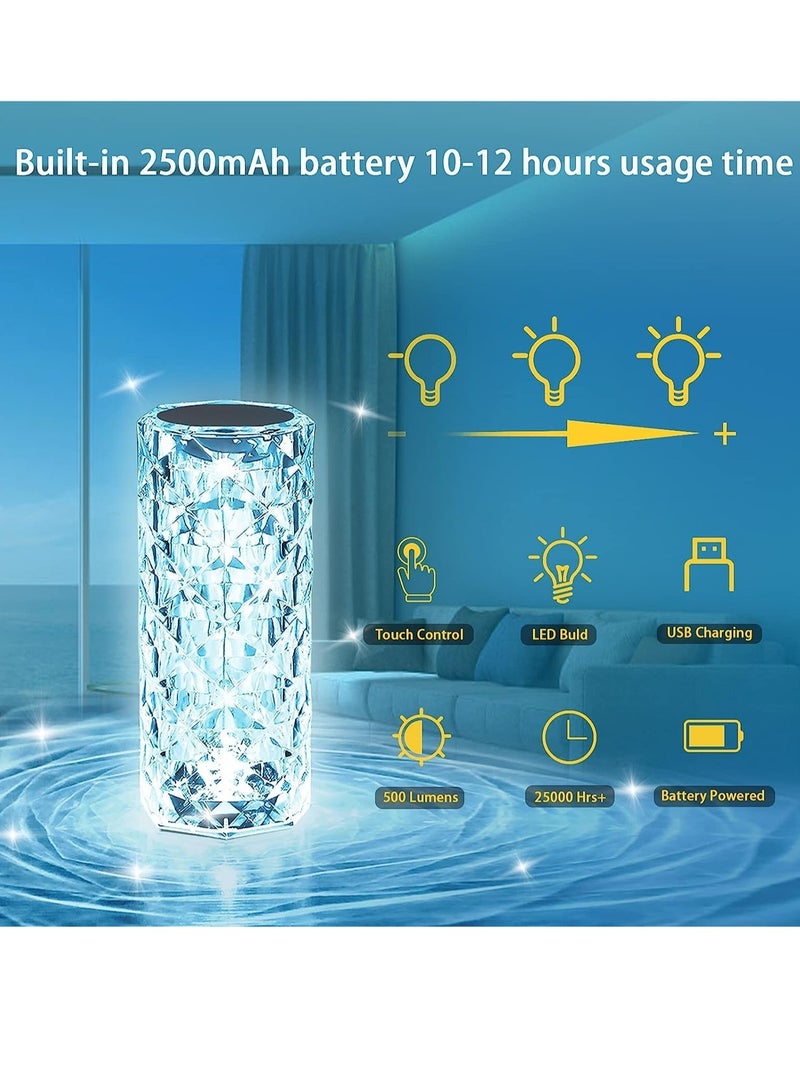 ELTRAZONE Crystal Light Lamp Color Changing Lamps Table Lamp with Touch & Remote Control Diamond LED Night Light Rechargeable Rose Romantic Date Lighting Decor for Festival Home Restaurant - Image 5