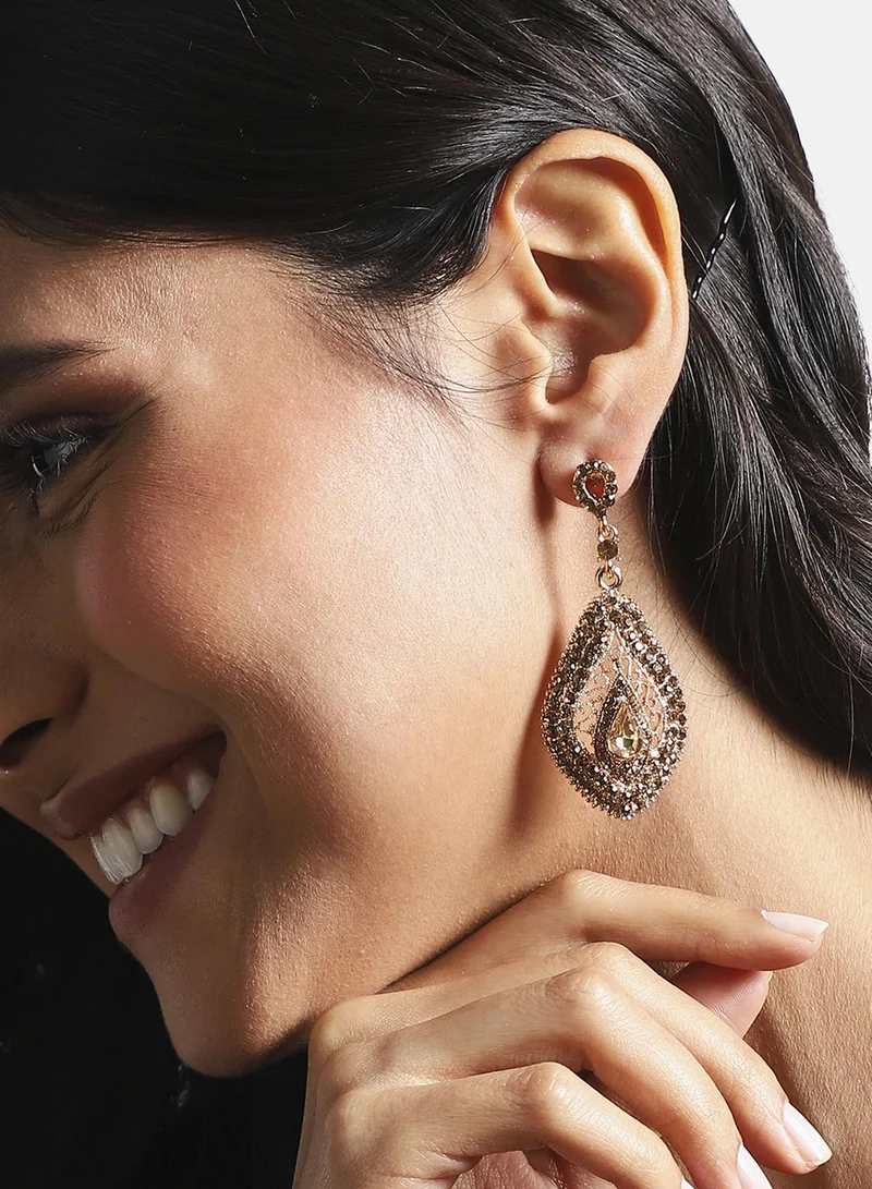 Sohi Rhinestone Pear Artificial Drop Earring Jewellery