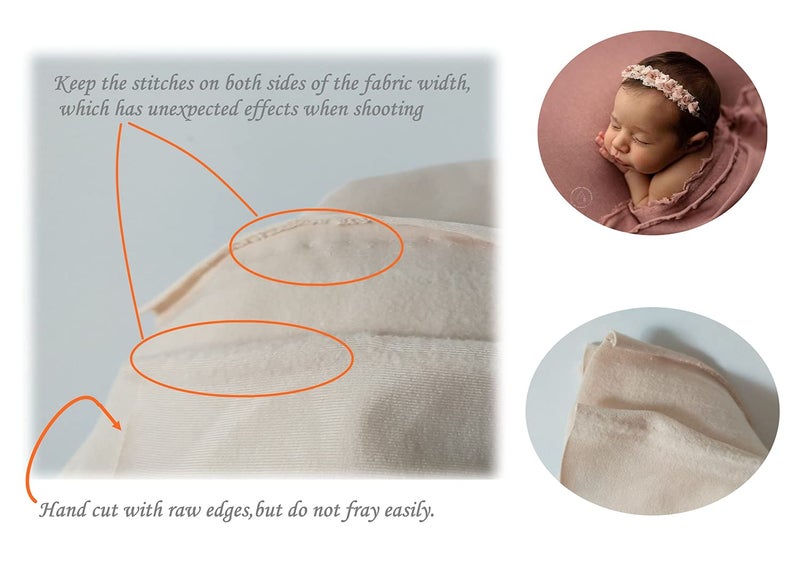 Honra Orraphtstu Newborn Photography Wraps Baby Posing Props Stretch Fabric for Professional Photoshoot (Backdrop with Wrap, Beige) - Image 5