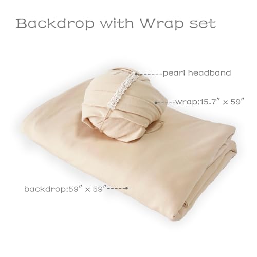 Honra Orraphtstu Newborn Photography Wraps Baby Posing Props Stretch Fabric for Professional Photoshoot (Backdrop with Wrap, Beige) - Image 4