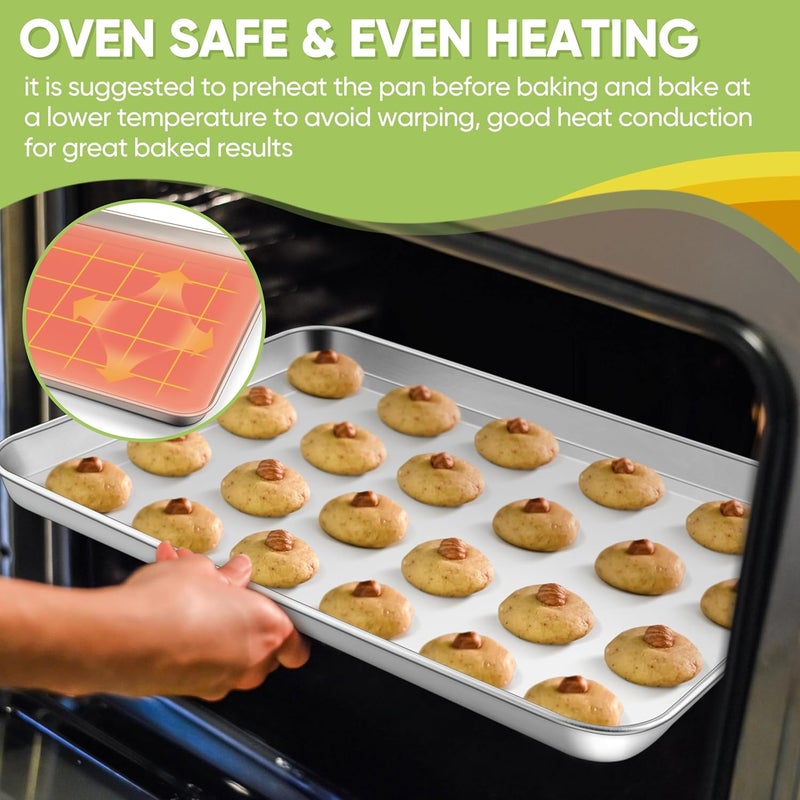 TeamFar Stainless Steel Baking Sheet, 20’’ x 14’’ Large Baking Sheet Pan Bakeware Set Cookie Sheets for Baking, Roasting, Cooking, Non Toxic, Mirror Finish & Dishwasher Safe - Image 5