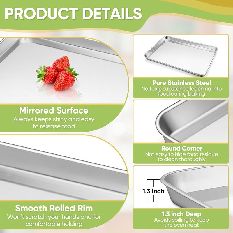 TeamFar Stainless Steel Baking Sheet, 20’’ x 14’’ Large Baking Sheet Pan Bakeware Set Cookie Sheets for Baking, Roasting, Cooking, Non Toxic, Mirror Finish & Dishwasher Safe - Image 3