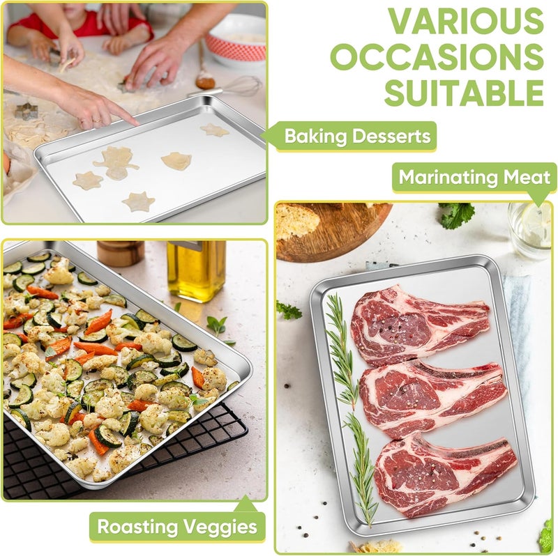 TeamFar Stainless Steel Baking Sheet, 20’’ x 14’’ Large Baking Sheet Pan Bakeware Set Cookie Sheets for Baking, Roasting, Cooking, Non Toxic, Mirror Finish & Dishwasher Safe - Image 4