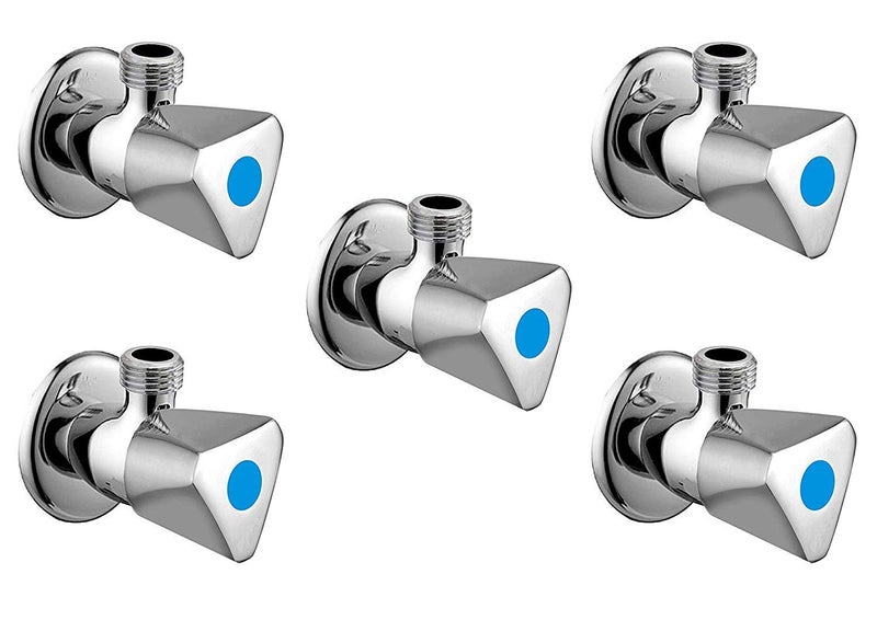 JAGGER صمام زاوية مثلثي من النحاس للحمام مع مجموعة من 5 صمامات زاوية وصمامات حائط مجانية وشريط تفلون - Image 1