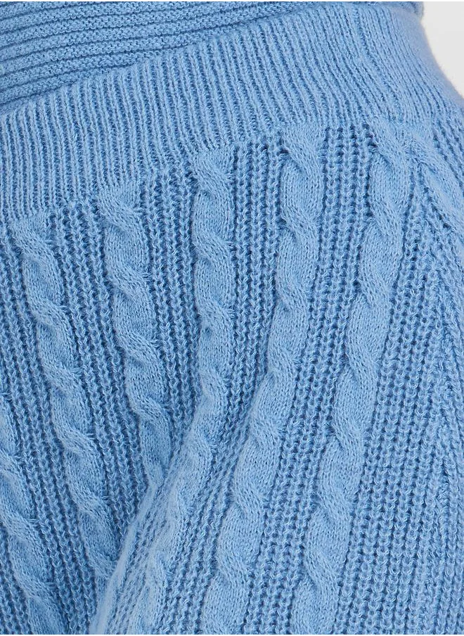 Styli Textured Cable Knit Maxi Skirt