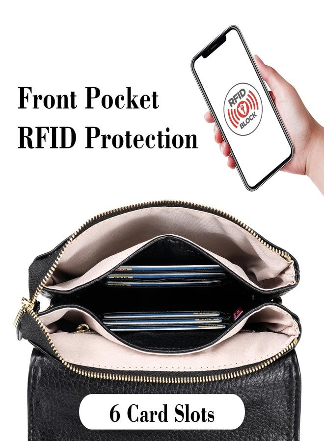 ميني كات حقائب صغيرة من الجلد النباتي من MINICAT مزودة بتقنية حجب RFID، مناسبة للسفر والسفر، مزودة بحافظة للهاتف المحمول (أسود صغير). - Image 4