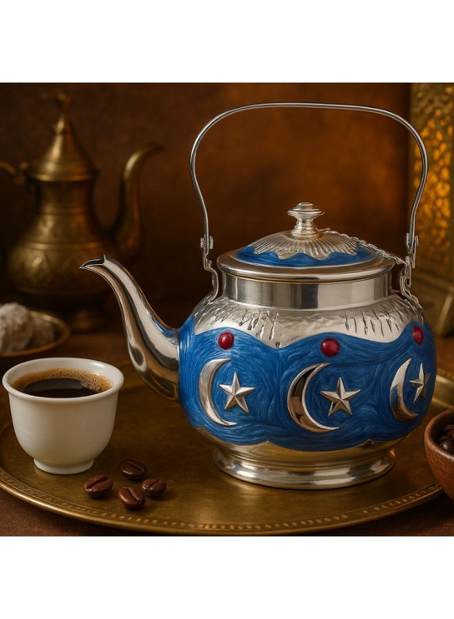 Sakura Train 1600ML Purely Handmade Enamel Drip Glue Process Turkish Middle Eastern Style Stainless Steel Teapot Coffee Pot, Decorative Water Kettle with Handle, Multiple Colors And Capacities Available for Women, Men, Adults, Guests or For Tea Party - Best Gift idea - Image 5